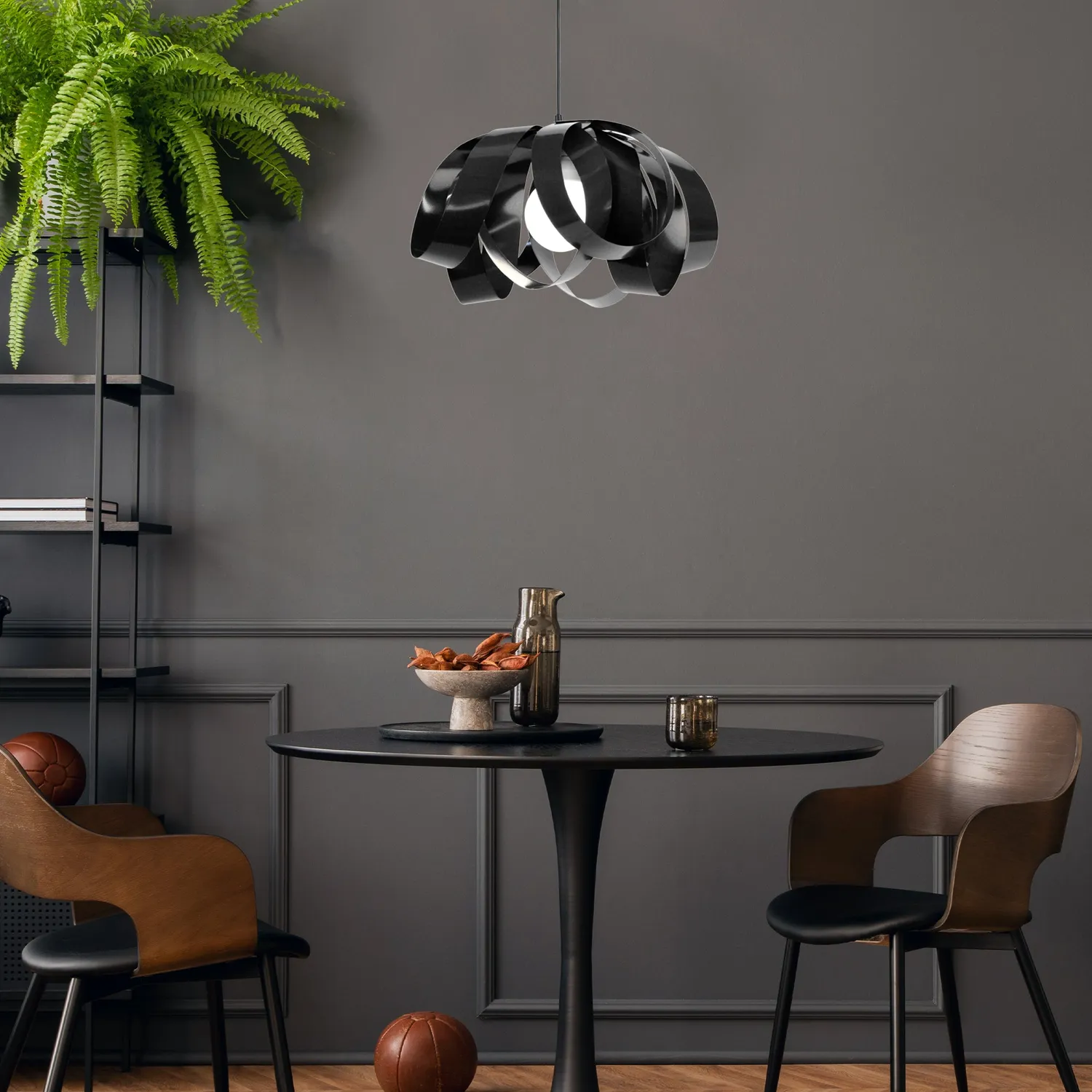 Tosel Evora lampada a sospensione metallo 40 cm nera