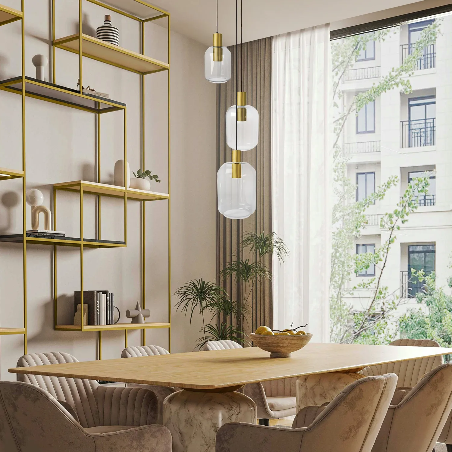 Tosel Svalbard Small lampadario 40 cm oro vetro