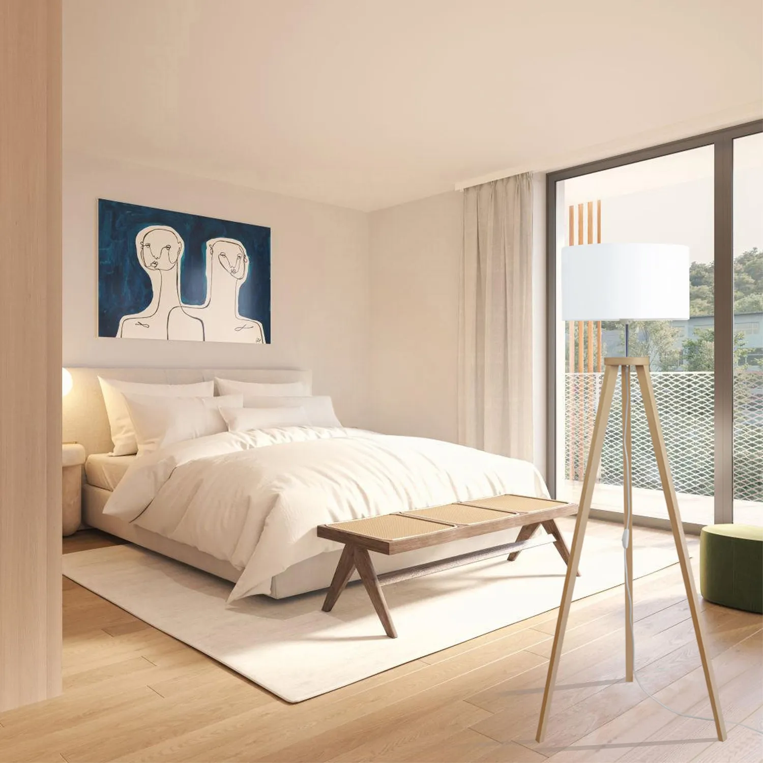 Tosel Malmo Piantana Treppiede 40x152 cm Bianca