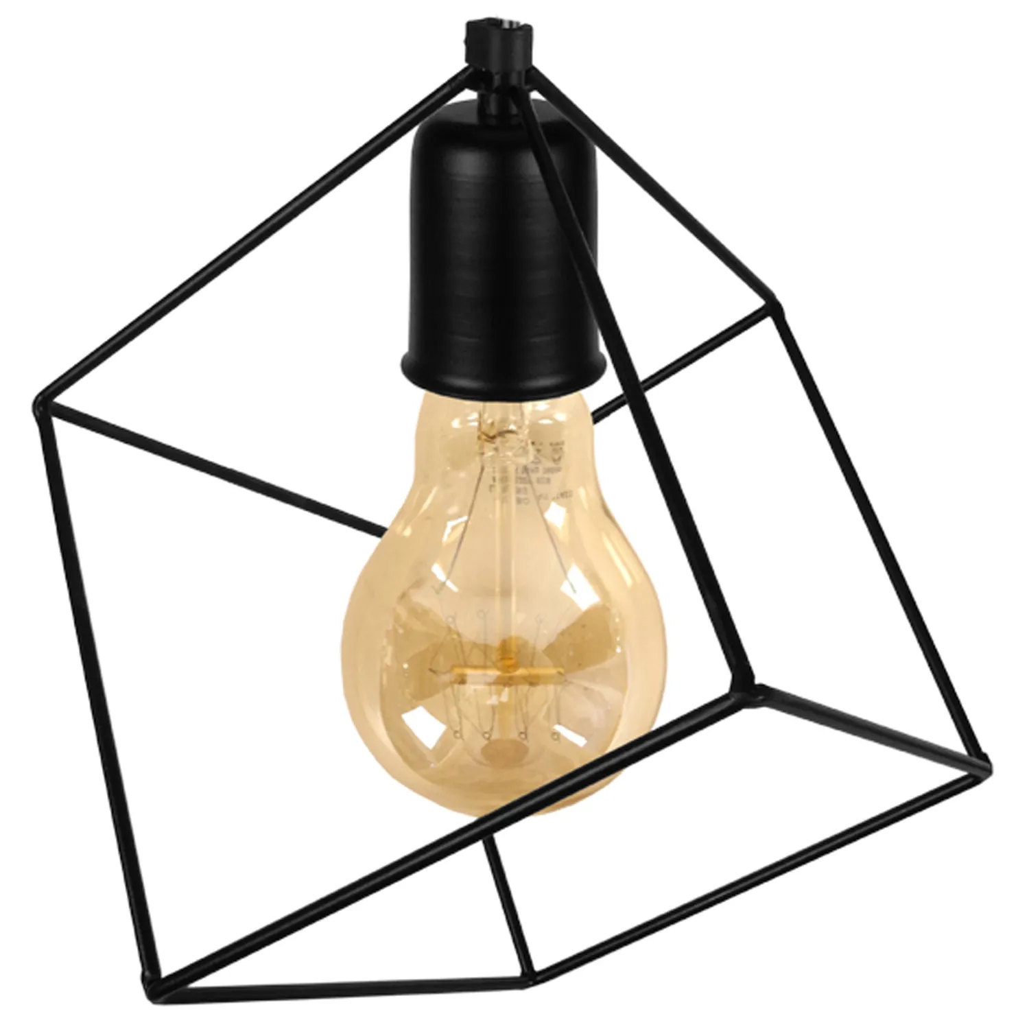 Tosel Square lampadario industriale metallo nero 3 luci