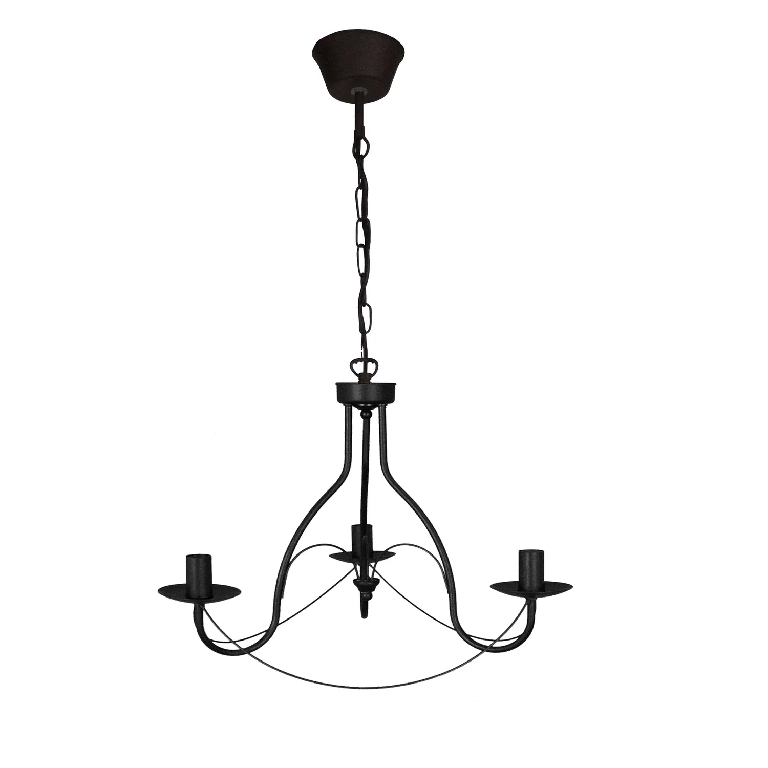 Tosel Provençale Lampadario 3 Luci Nero 50x90 cm