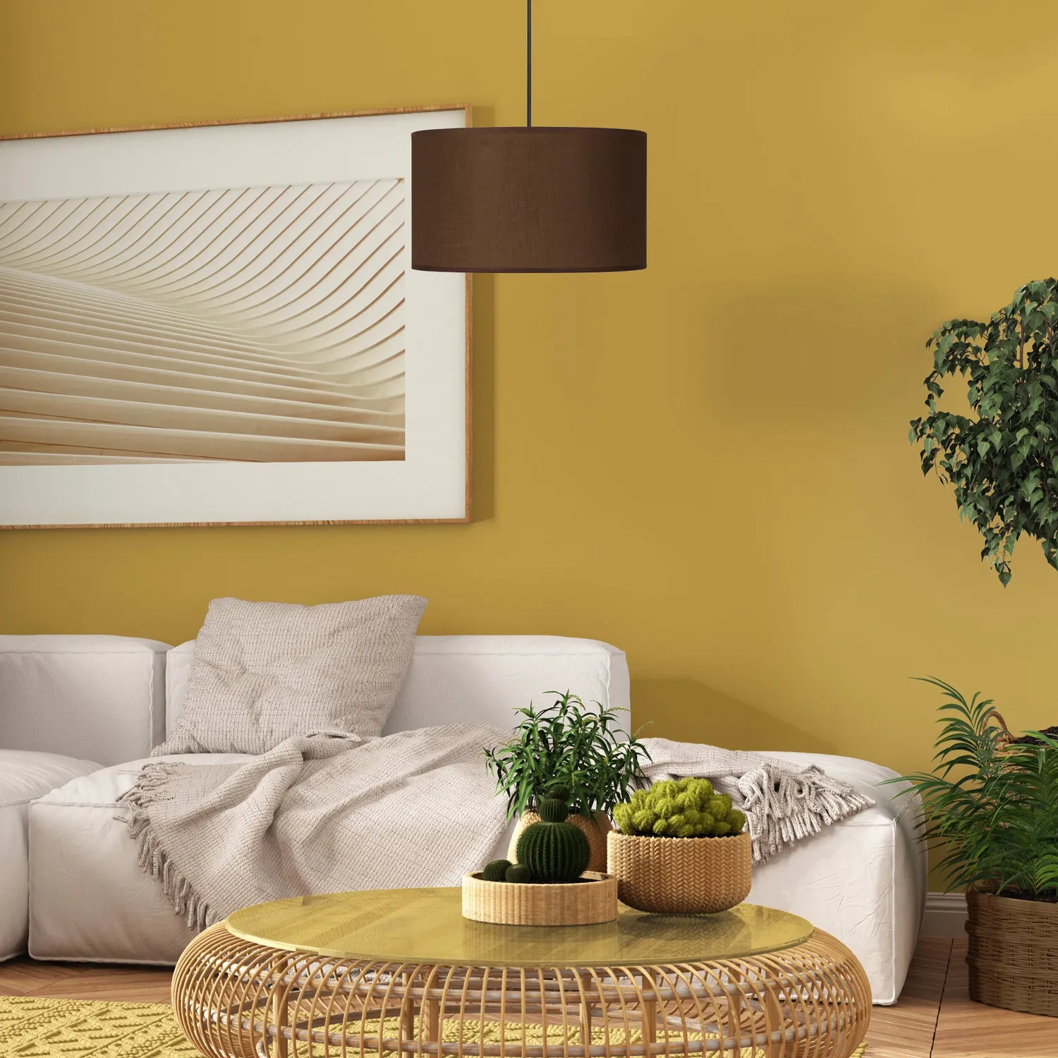 Tosel Cuttack sospensione cilindro tessuto marrone 30x100 cm