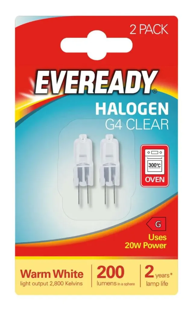 Eveready Lampadina Alogena G4 20W 12V Confezione 2 Dimmerabile