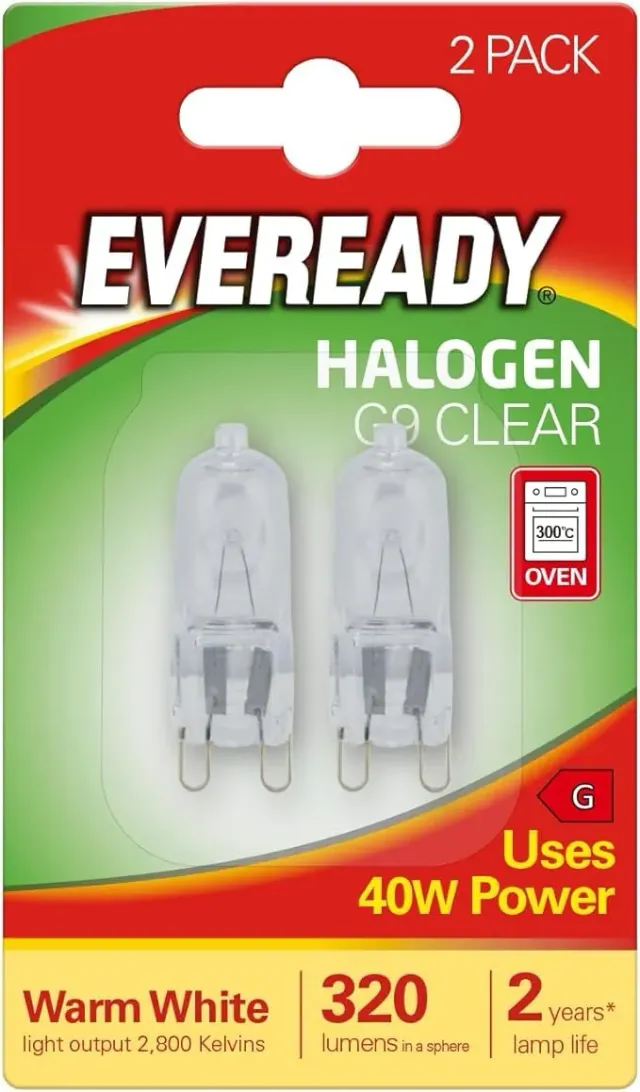 Eveready S819 Lampadina Alogena G9 40W 2 Pezzi