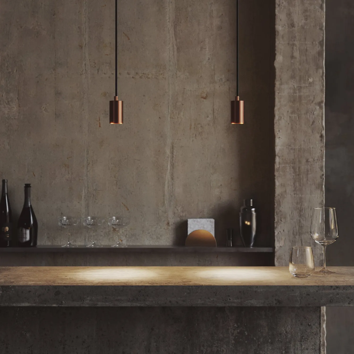 Creative Cables Bispot lampada sospensione rame con lampadina
