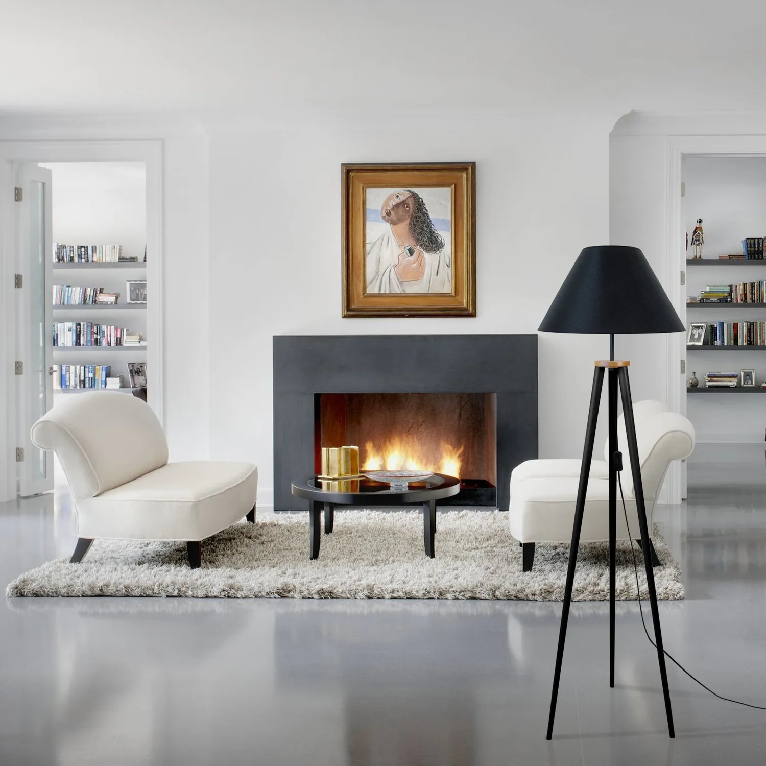 Tosel Arhus piantana treppiede naturale bianco 155 cm legno