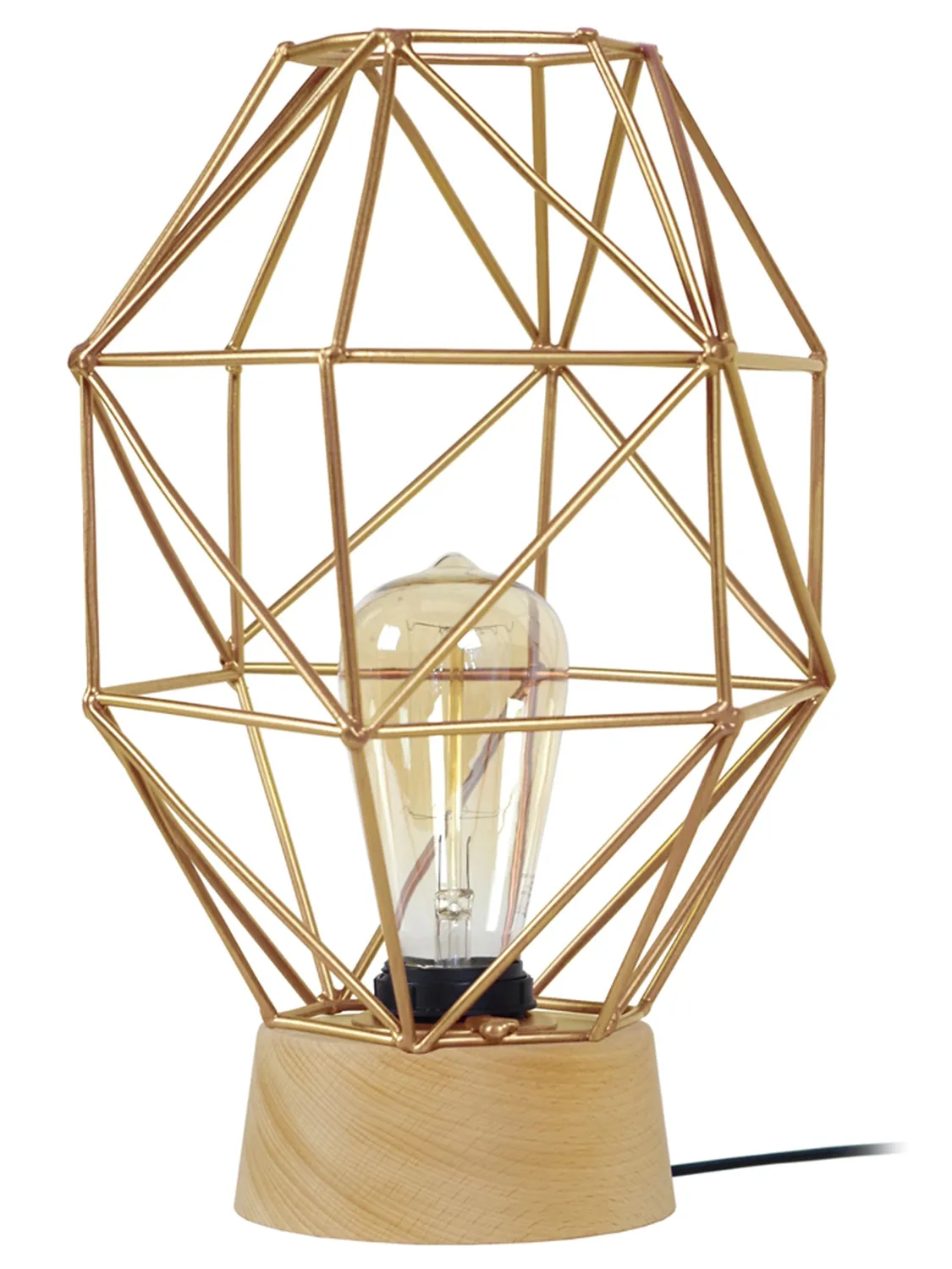 Tosel Octogonal lampada tavolo legno bianco 32cm E27