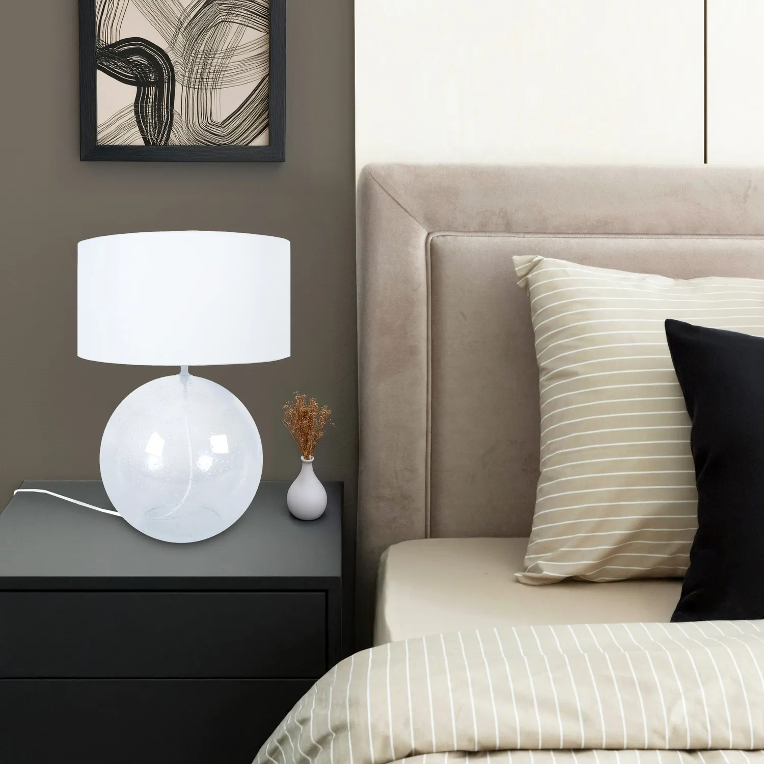 Tosel Burnaby lampada da tavolo vetro trasparente 50 cm