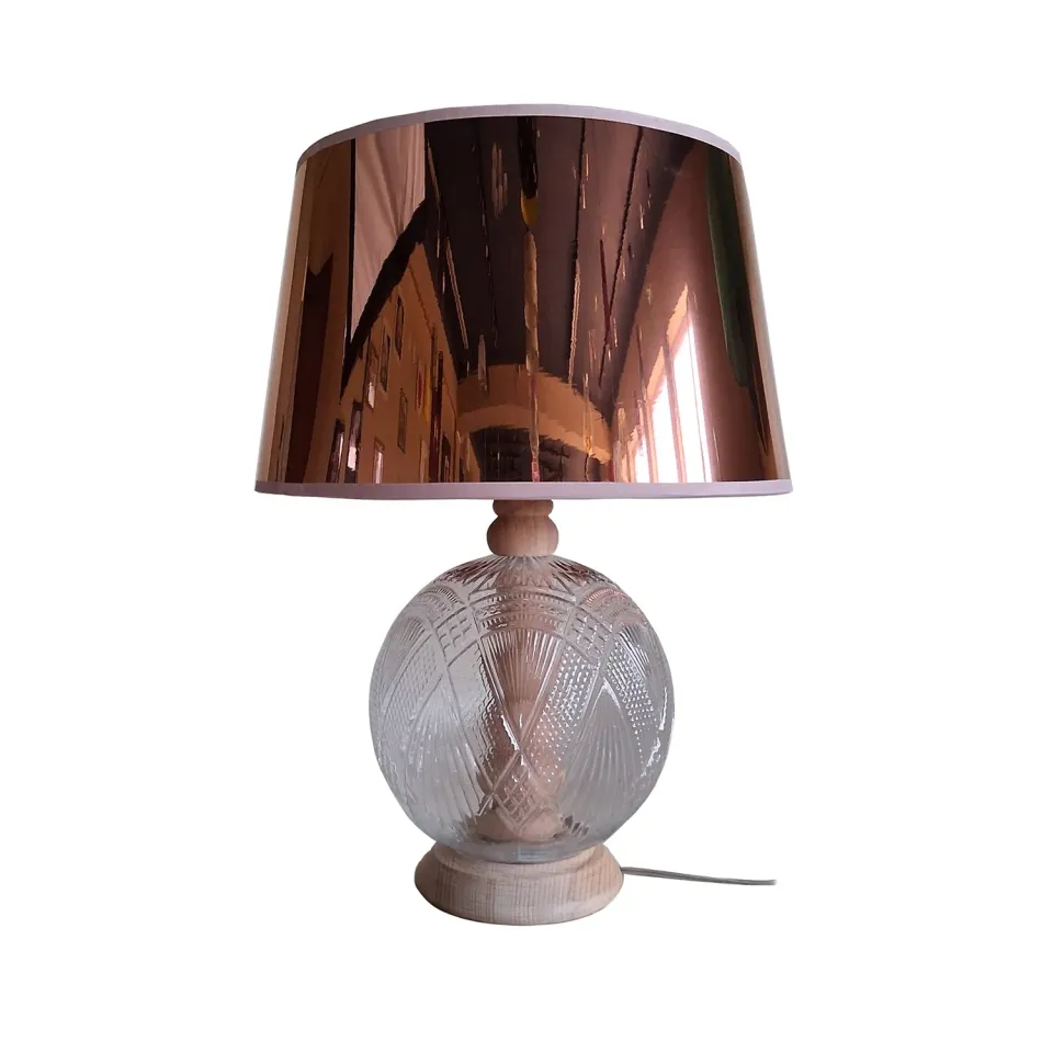 Tosel Abruzzo lampada da tavolo globo vetro cromo 35x41cm