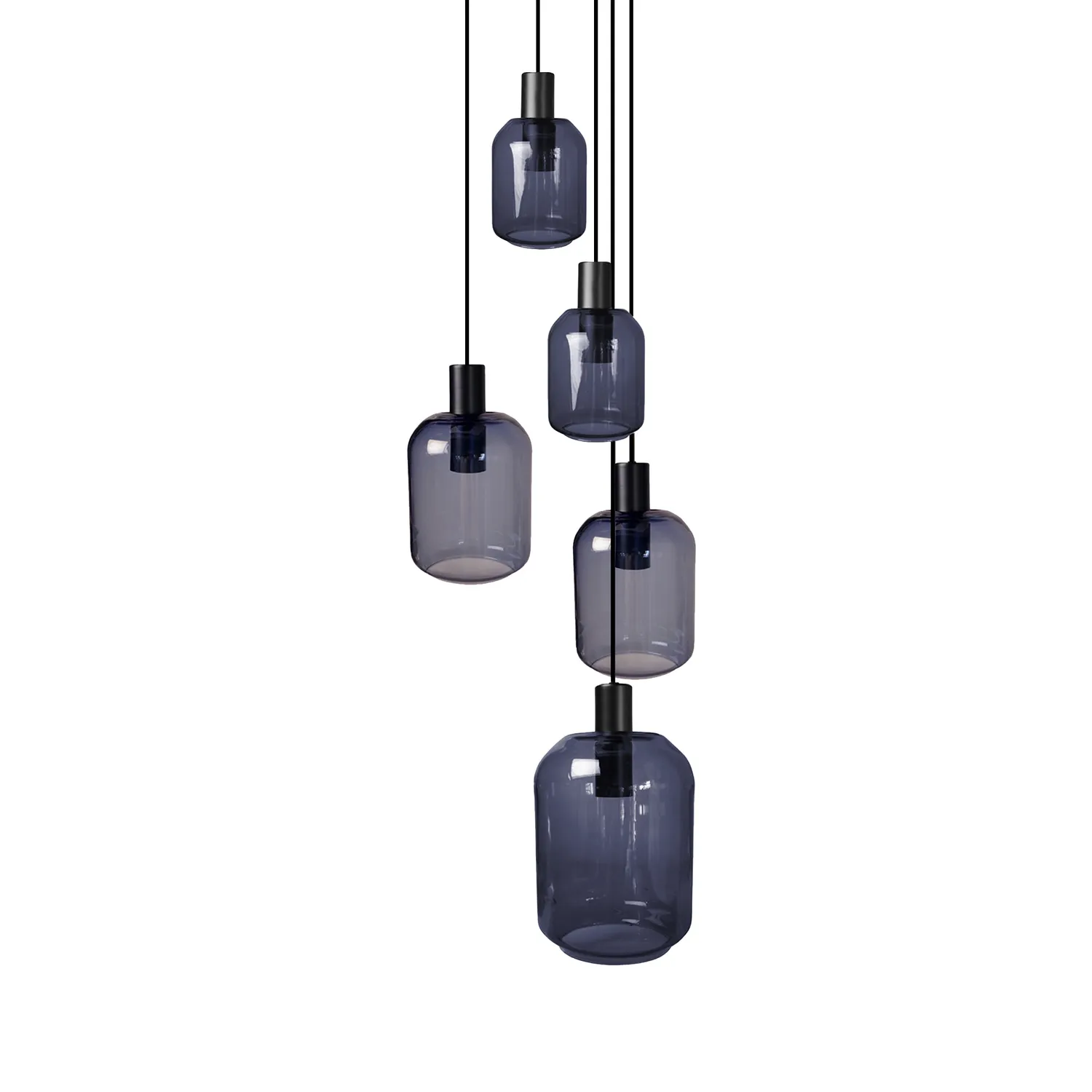 Tosel Svalbard Small lampadario 5 luci nero trasparente