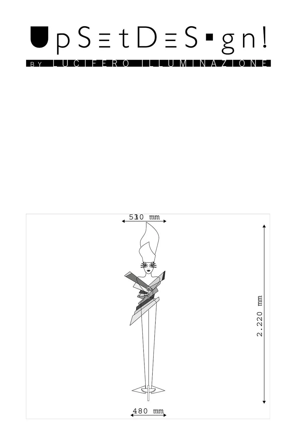 Lucifero Upset Brenda lampada da terra legno 221 cm