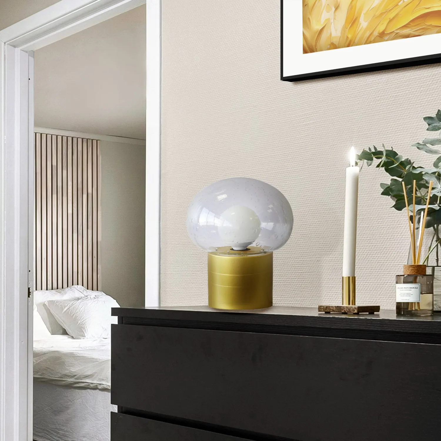 Tosel Paris lampada da comodino vetro bianco 24cm E27