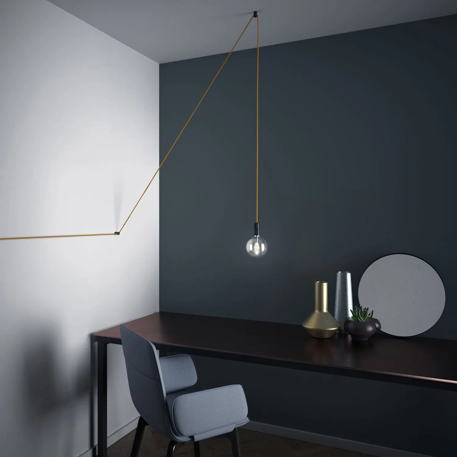 Creative Cables Gancio Soffitto Parete a V Nero Cavo 8mm