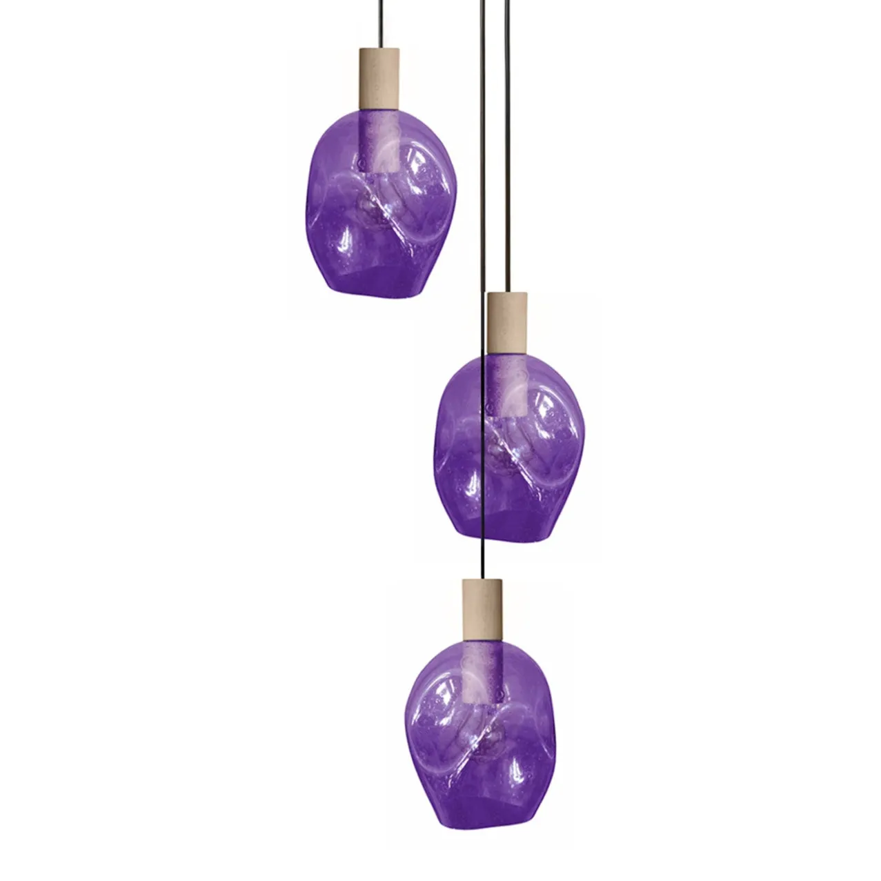 Tosel Vingolf lampadario legno 3 luci vetro trasparente
