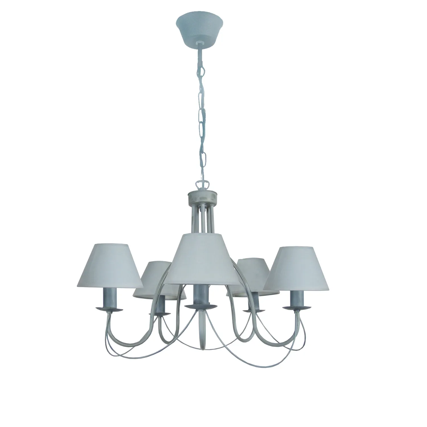 Tosel Provençale lampadario 5 luci grigio 78 cm tessuto