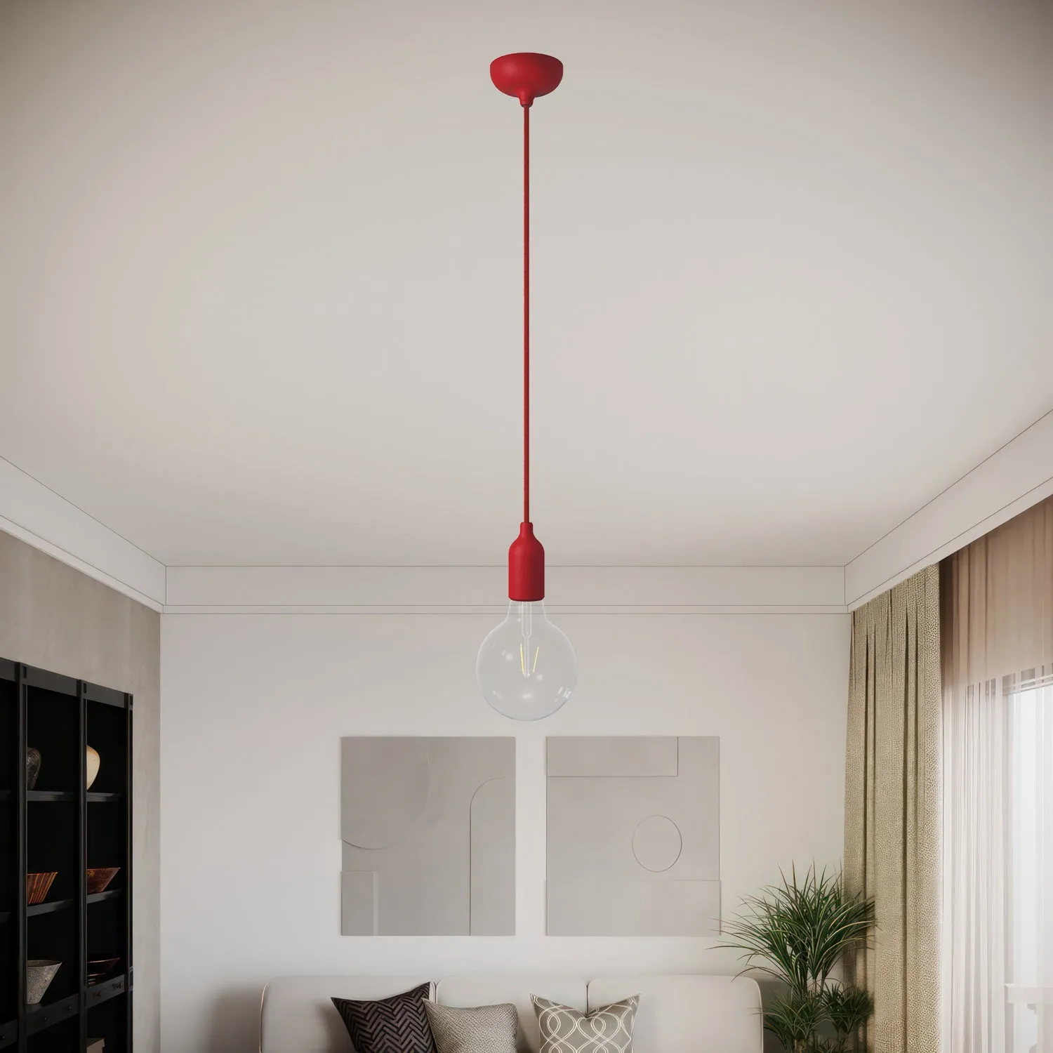 Creative Cables rosone silicone rosso soffitto foro centrale 88 mm