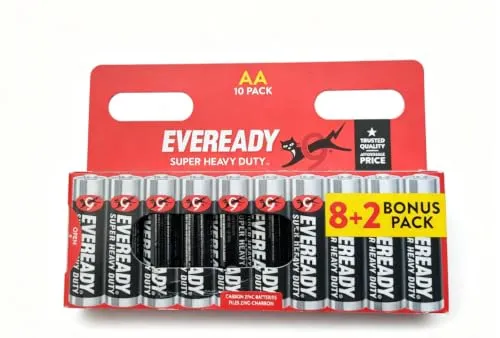 Eveready Super Heavy Duty Batterie AA Zinco 10 Pezzi