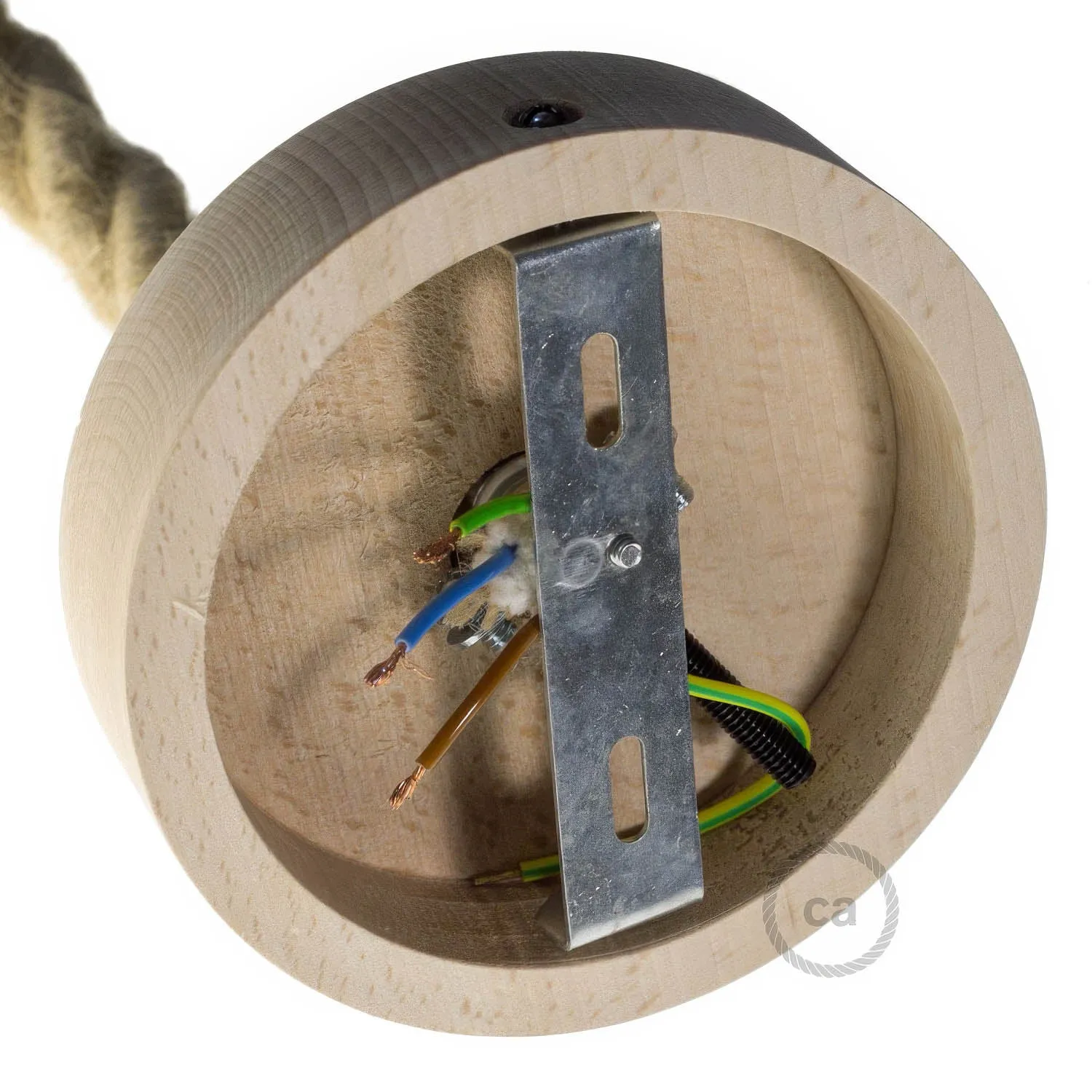 Creative Cables rosone soffitto legno neutro per cavo 2XL
