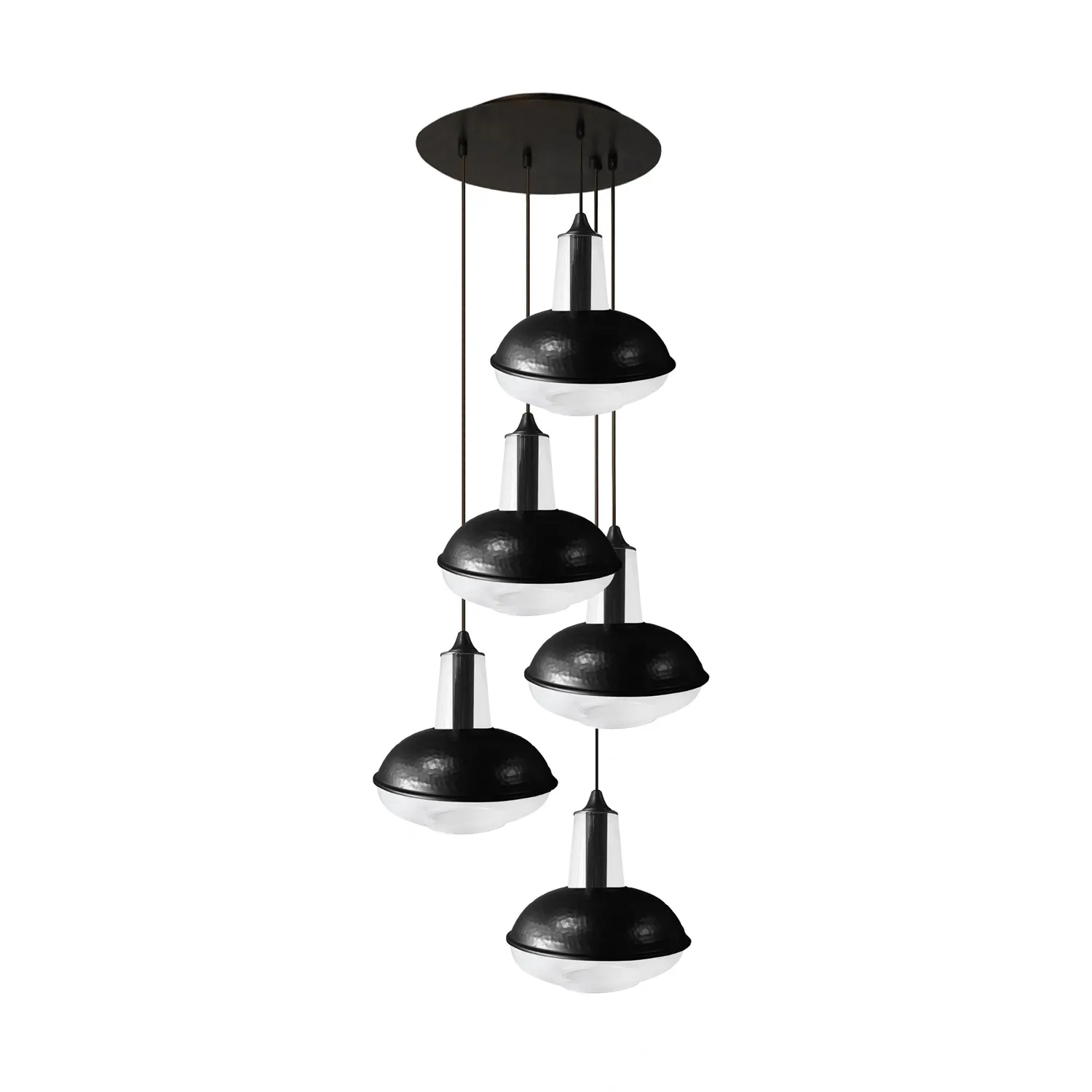Tosel Padova lampadario 5 luci nero 40x120 cm vetro