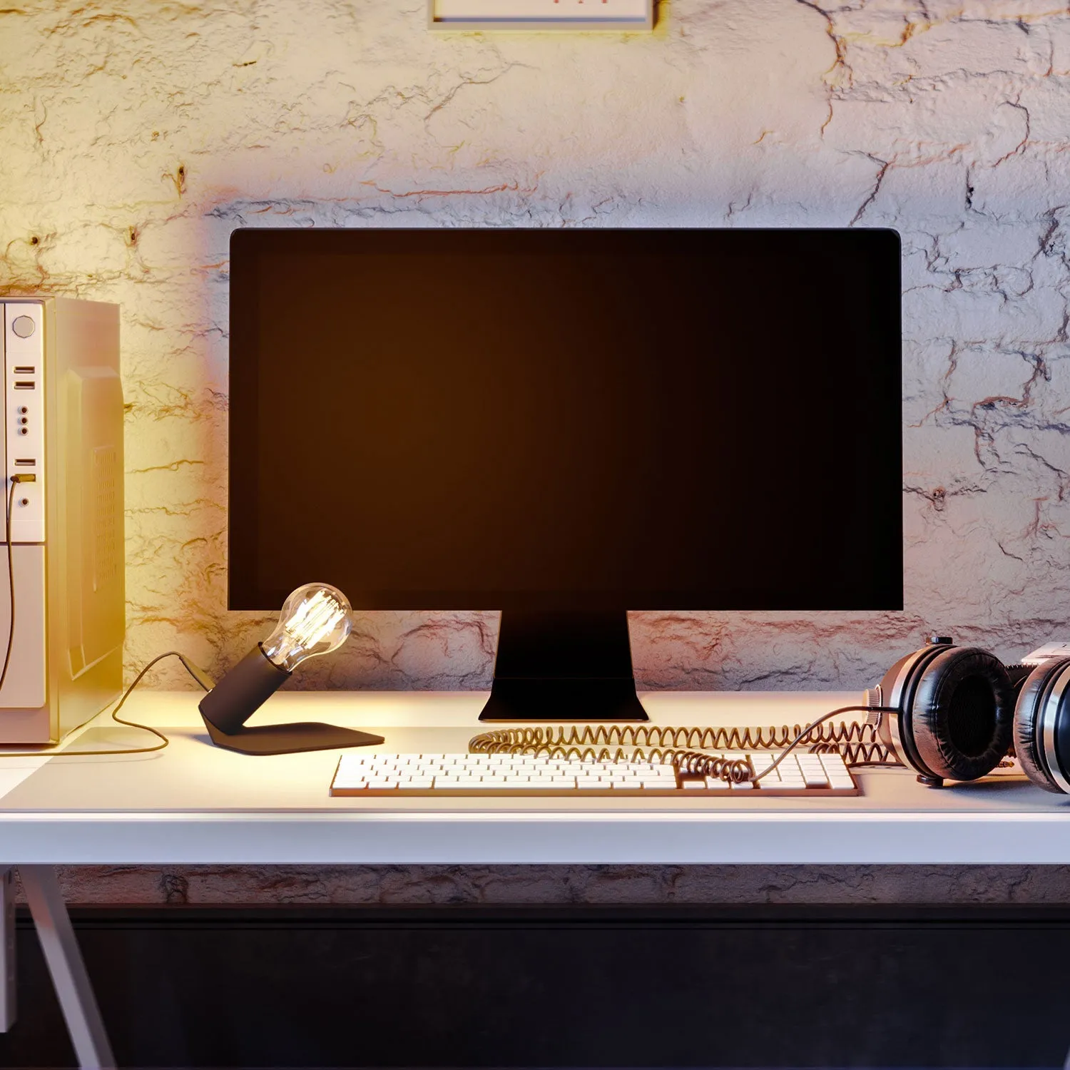 Creative Cables SI! lampada da tavolo nera 5V USB-C con lampadina