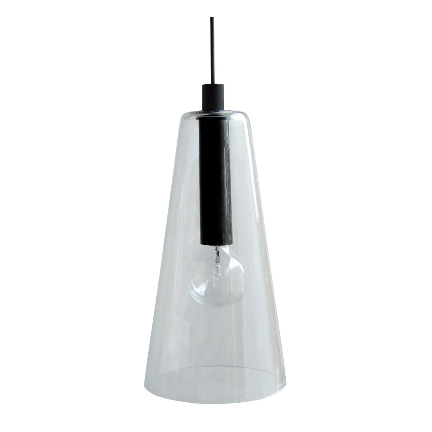 Tosel Kon Sospensione Vetro 25x100cm Nera Conica