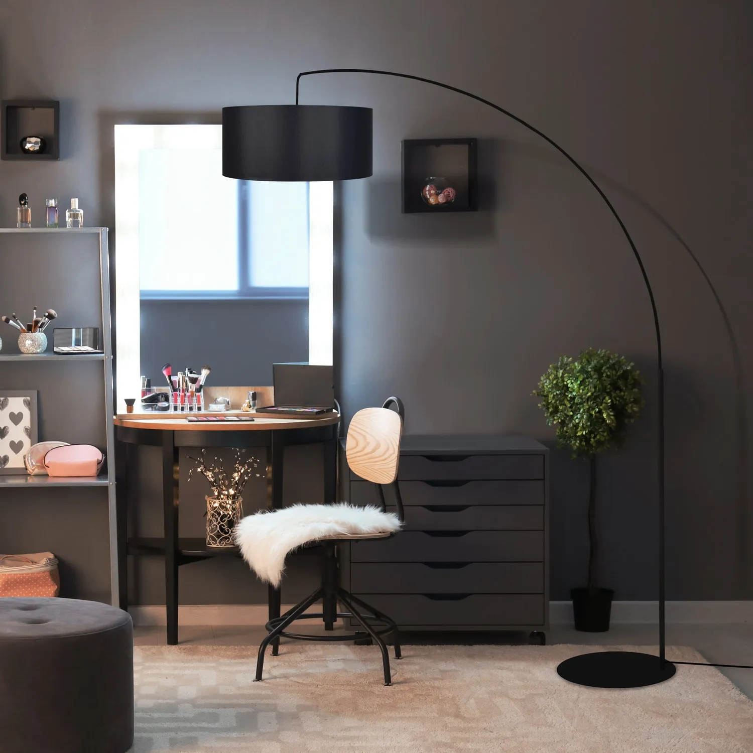 Tosel Hamilton piantana arco metallo nero 150x190 cm