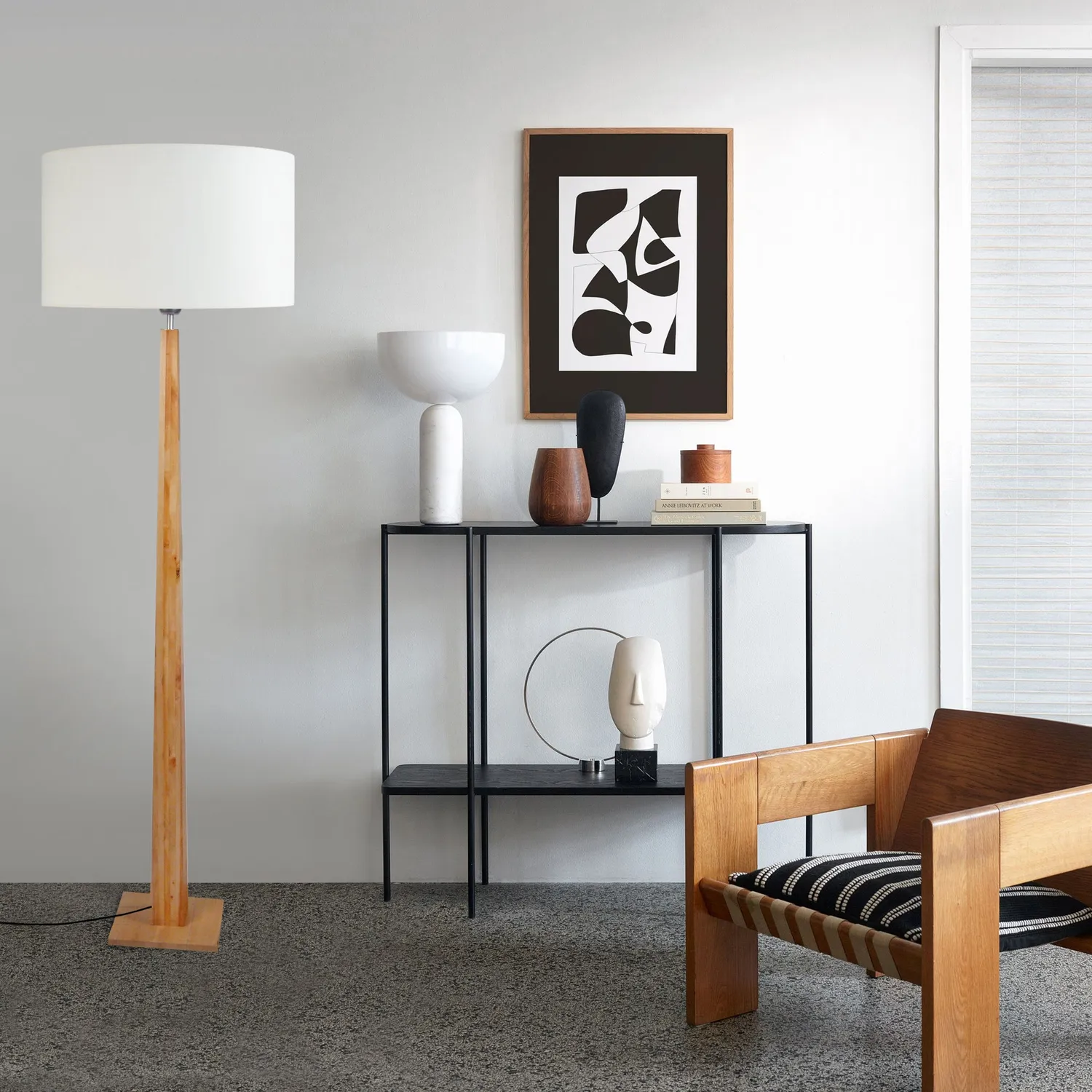 Tosel Thor piantana colonna legno naturale ecru 45x156 cm