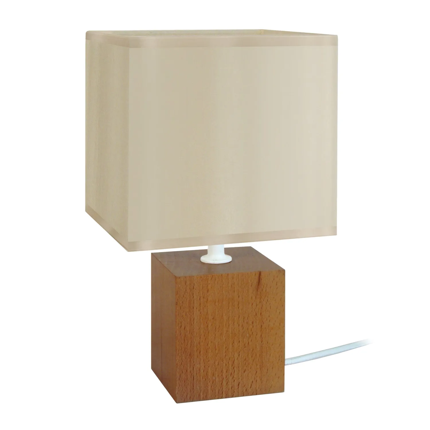 Tosel Genève lampada da tavolo cubo legno naturale 15x45cm E14