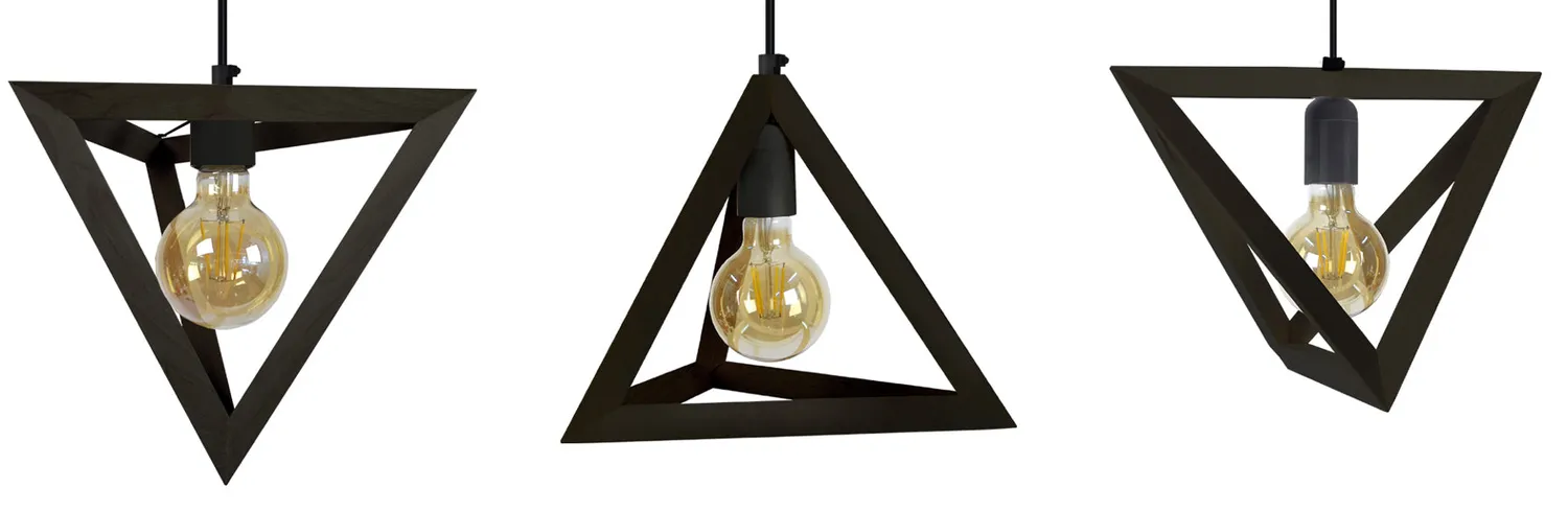 Tosel Tétraèdre A Lampadario Legno 3 Luci 80x90 cm