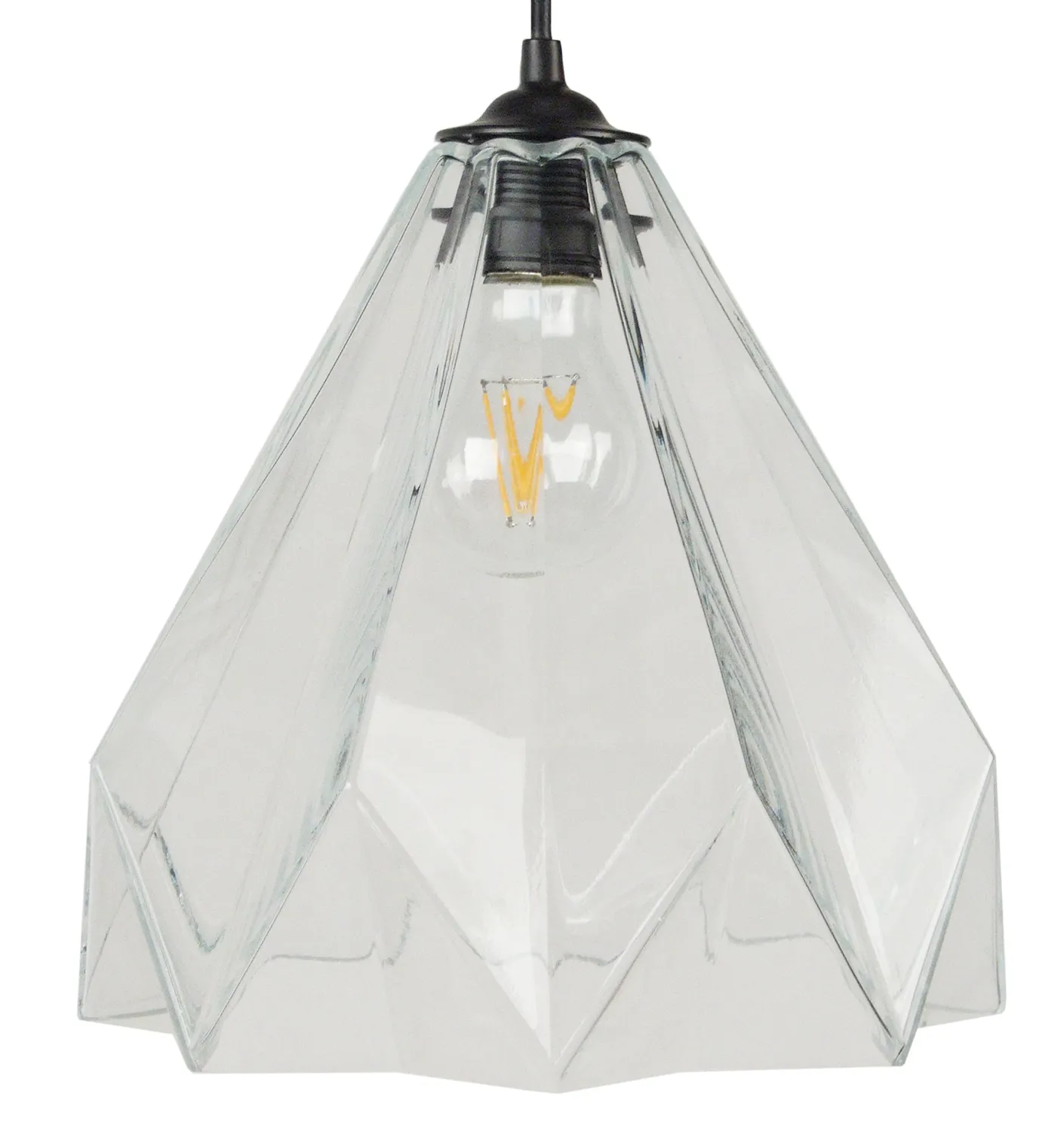 Tosel Helsinki sospensione vetro trasparente 100 cm piramide