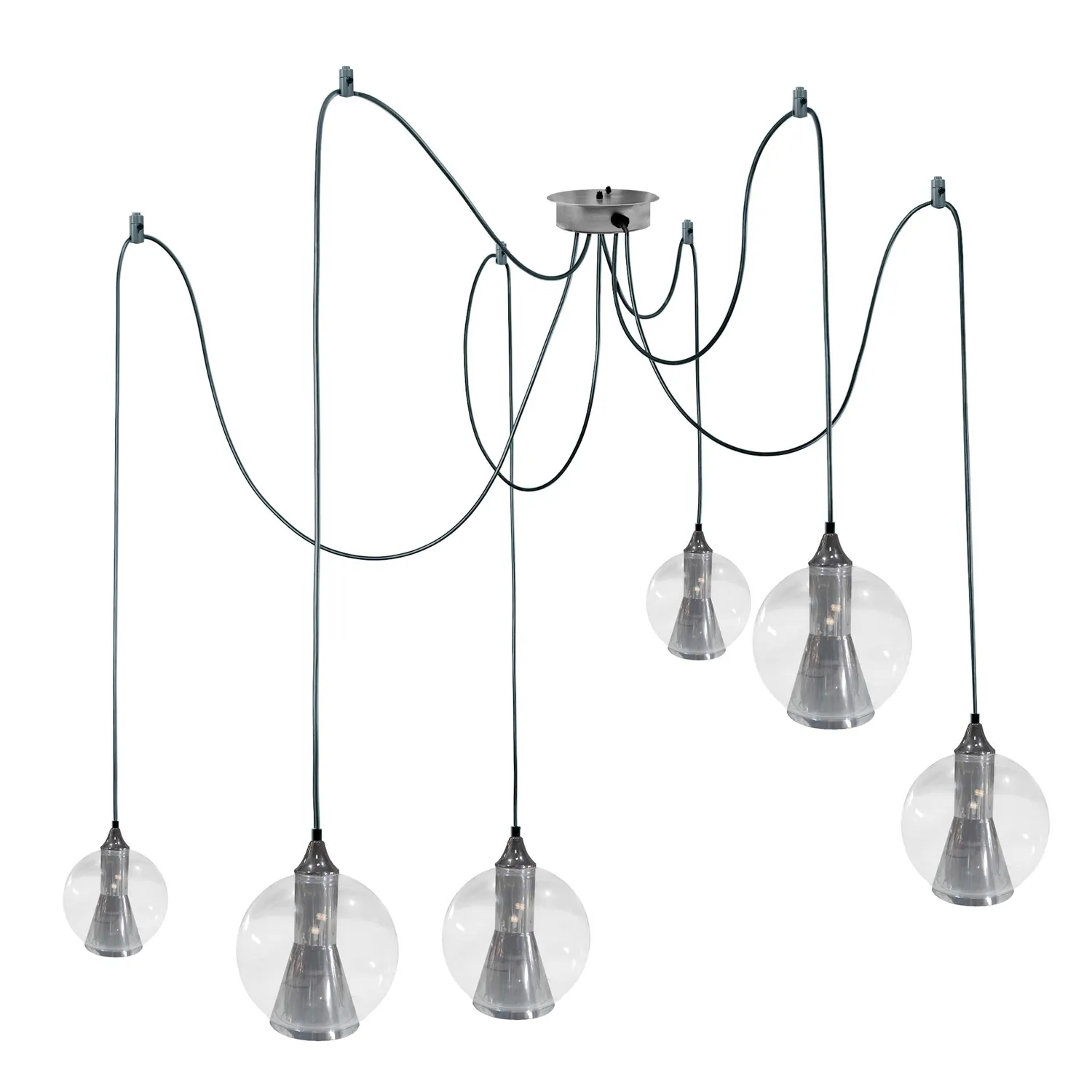 Tosel Oslo lampadario 120 cm cromato vetro
