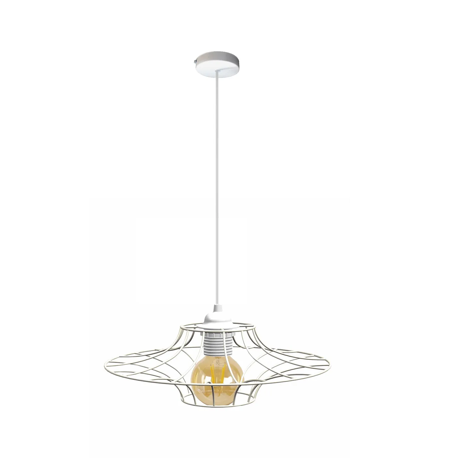Tosel Ufo Sospensione Metallo Bianca 30x100 cm E27
