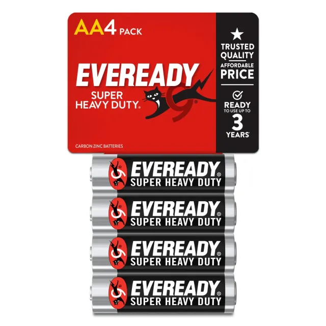 Eveready Super Heavy Duty Pile AA Stilo Confezione 4