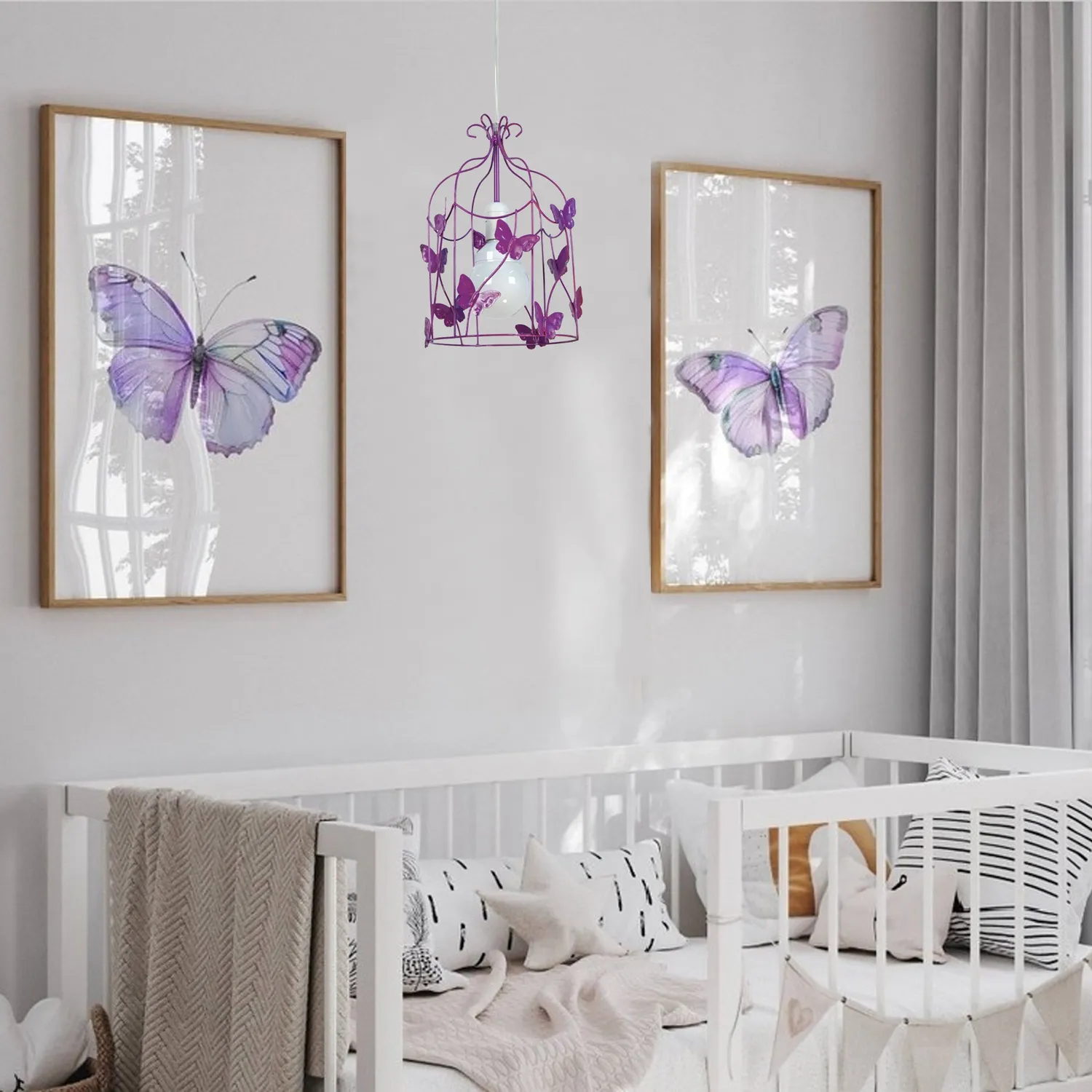 Tosel Cage Papillons sospensione bianca 23x100 cm metallo
