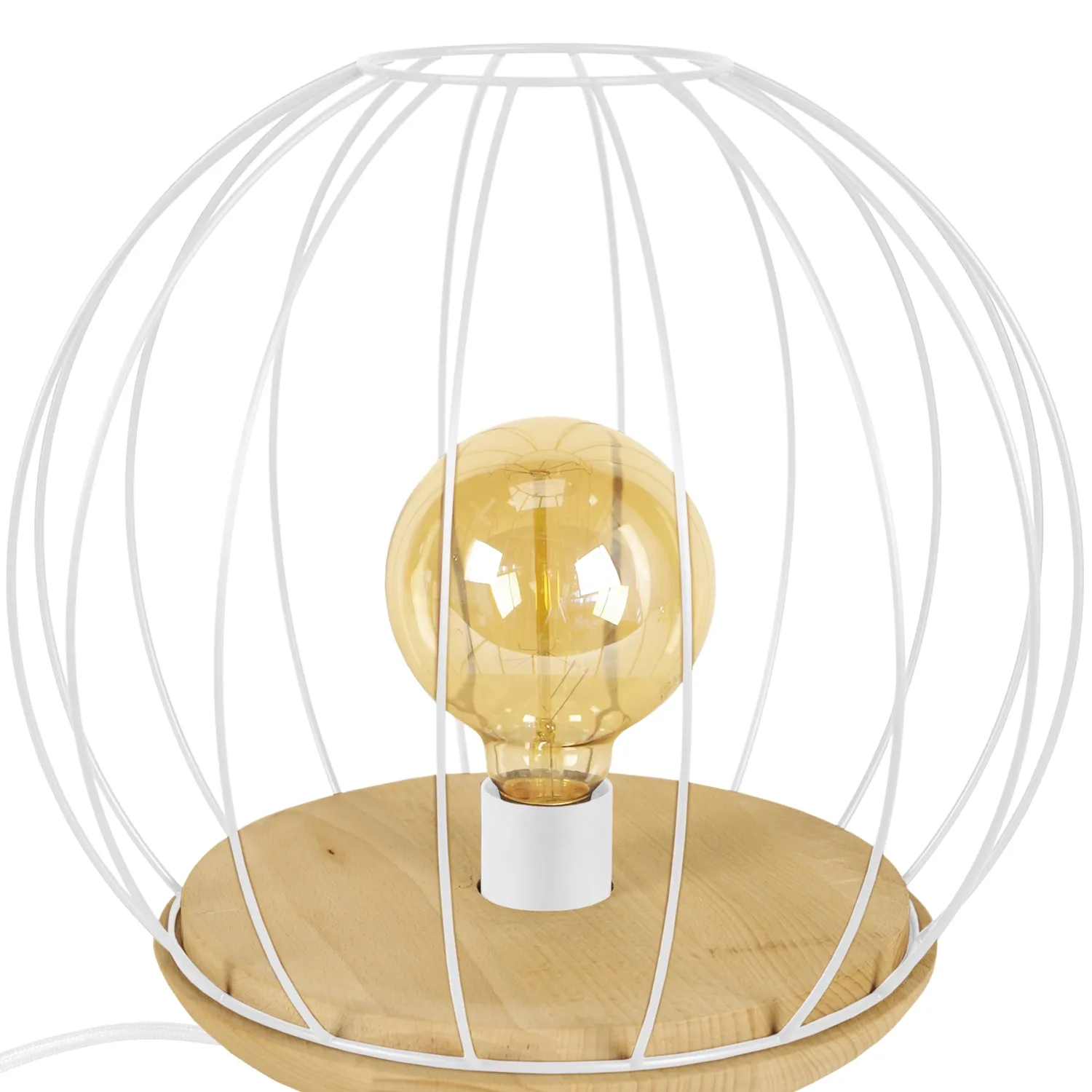 Tosel Pacentro lampada tavolo legno 30 cm bianca E27