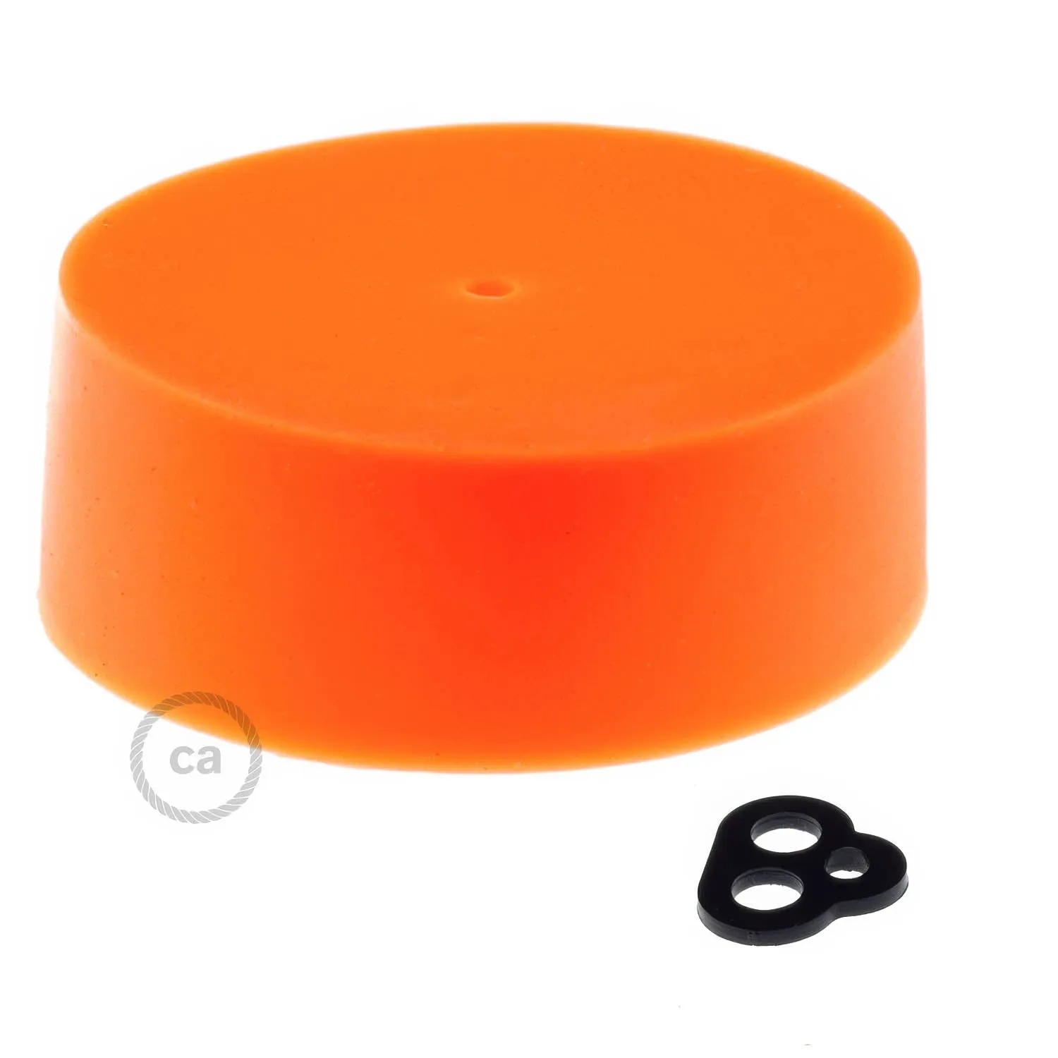 Creative Cables rosone soffitto silicone arancione cilindrico