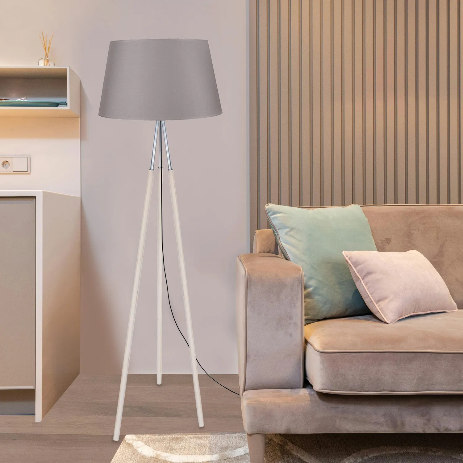 Tosel Goteborg piantana treppiede naturale bianco 160 cm