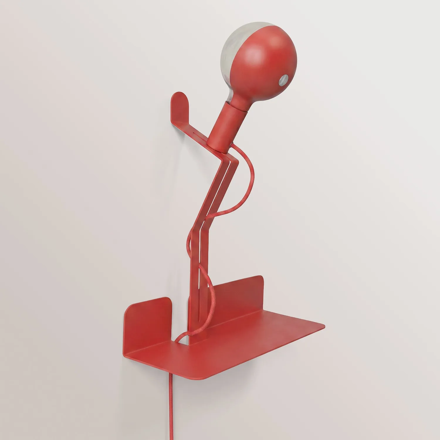 Creative Cables Murio Talia lampada da parete rossa con mensola