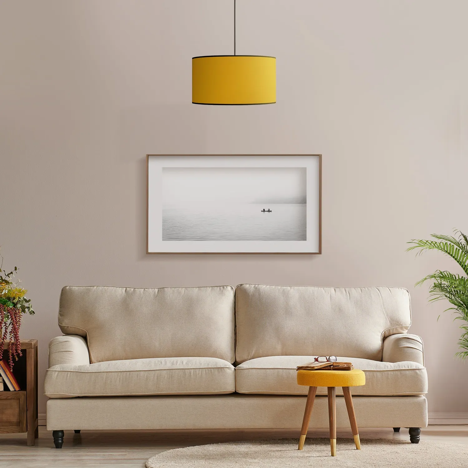 Tosel Agra sospensione cilindrica gialla 30x100 cm tessuto