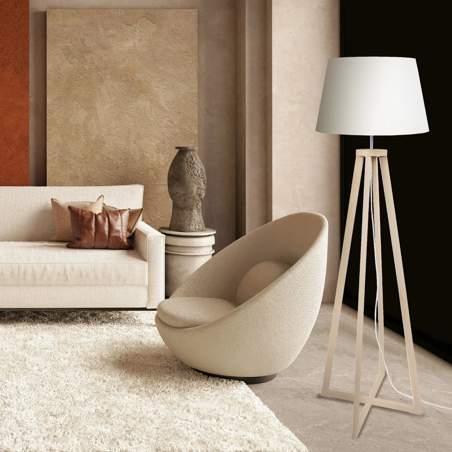 Tosel Skara piantana legno naturale bianco 162 cm