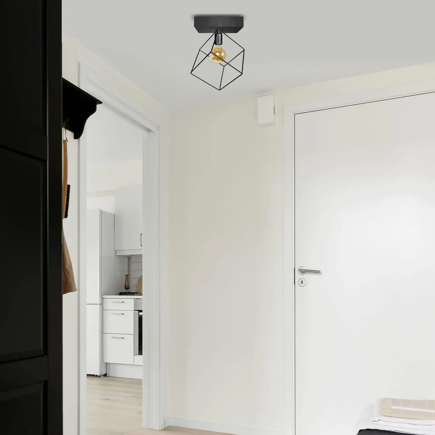 Tosel Square plafoniera metallo D35cm nero filo geometrico