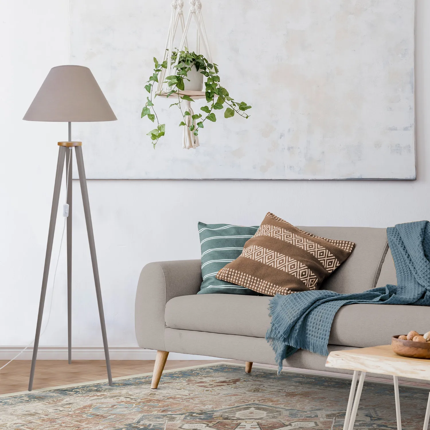 Tosel Arhus piantana treppiede naturale bianco 155 cm legno
