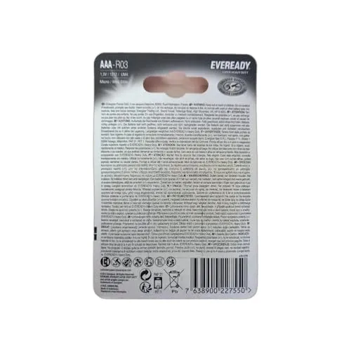 Eveready Super Heavy Duty batterie AAA 4 pezzi zinco