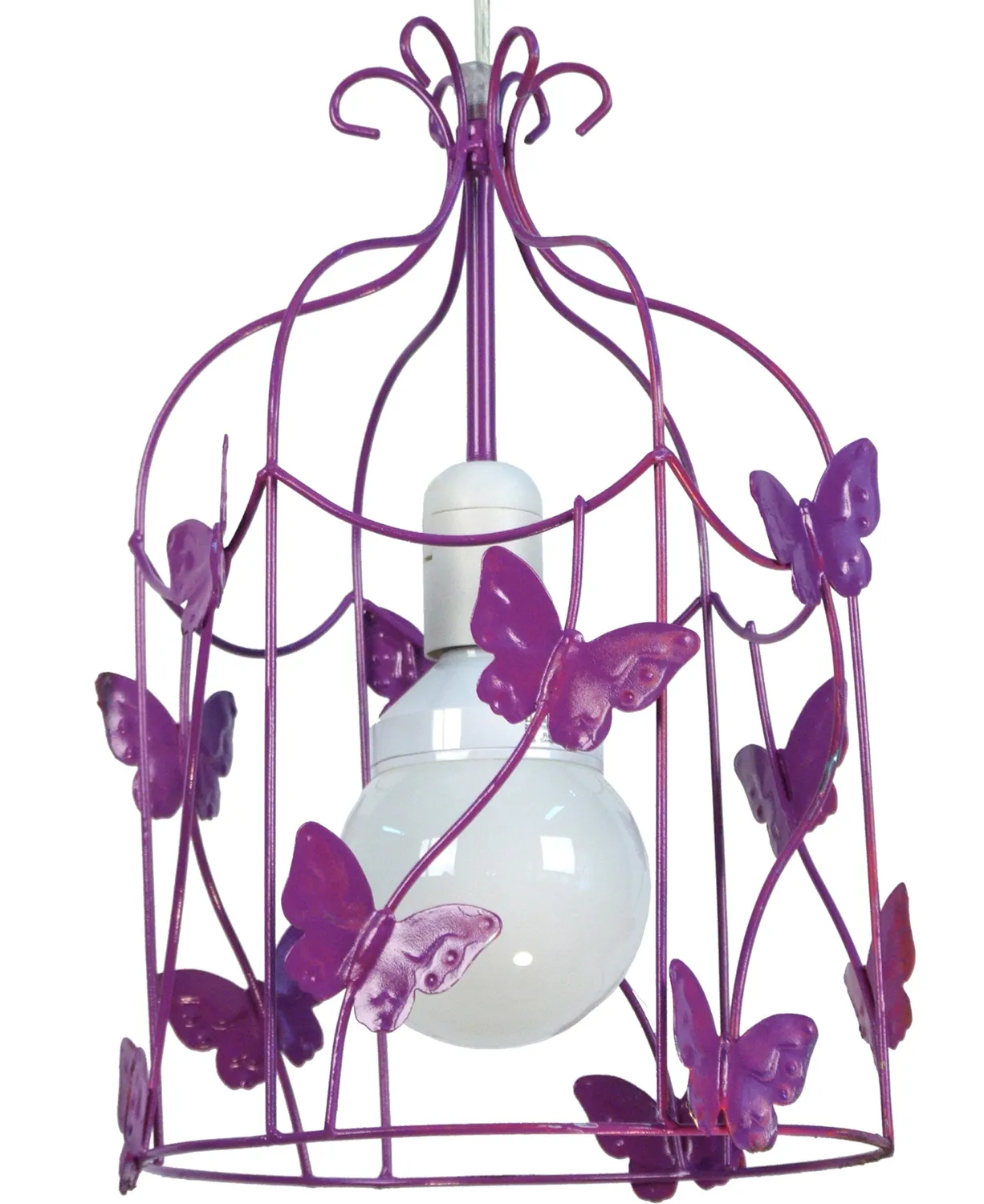 Tosel Cage Papillons sospensione bianca 23x100 cm metallo