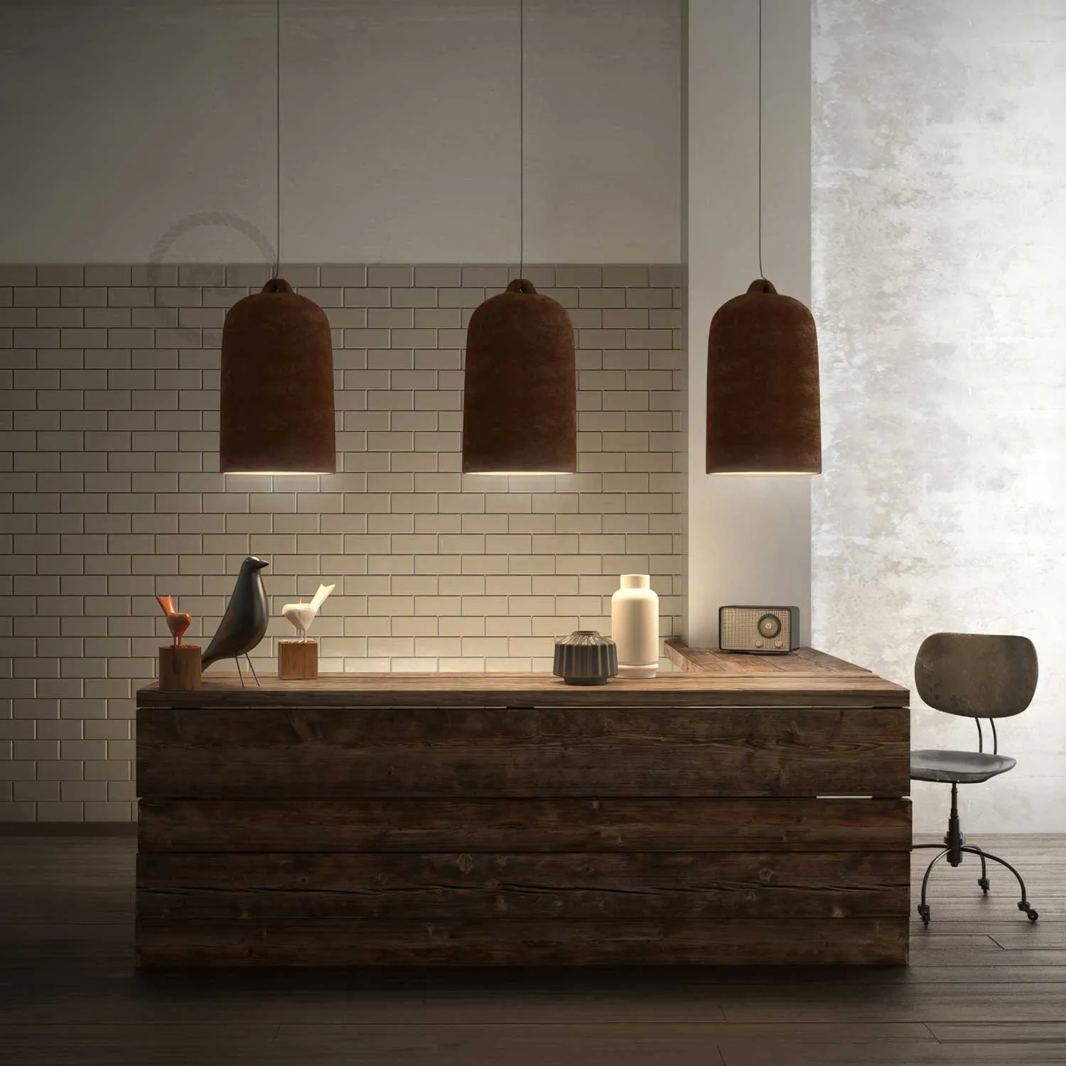 Creative Cables Campana XL paralume ceramica corten