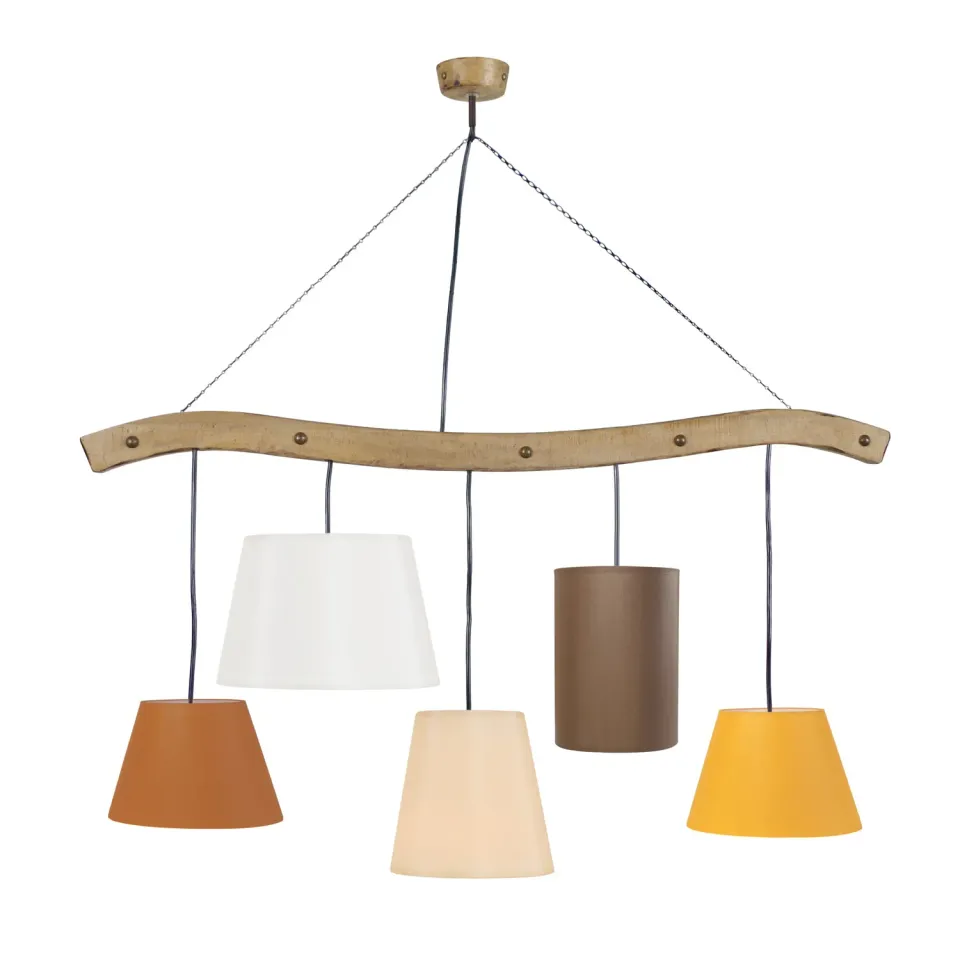 Tosel TACKS lampadario legno 5 luci 93x115 cm