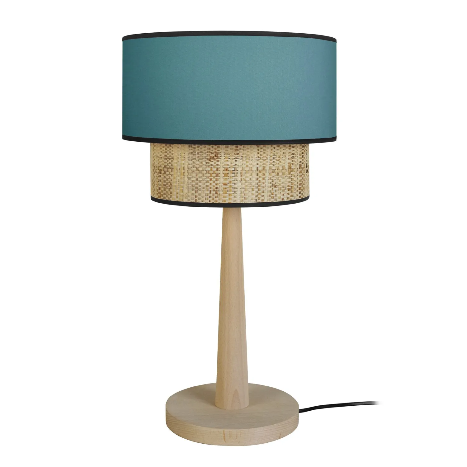 Tosel Cochin Lampada Tavolo Colonna Legno Crema 30x54 cm