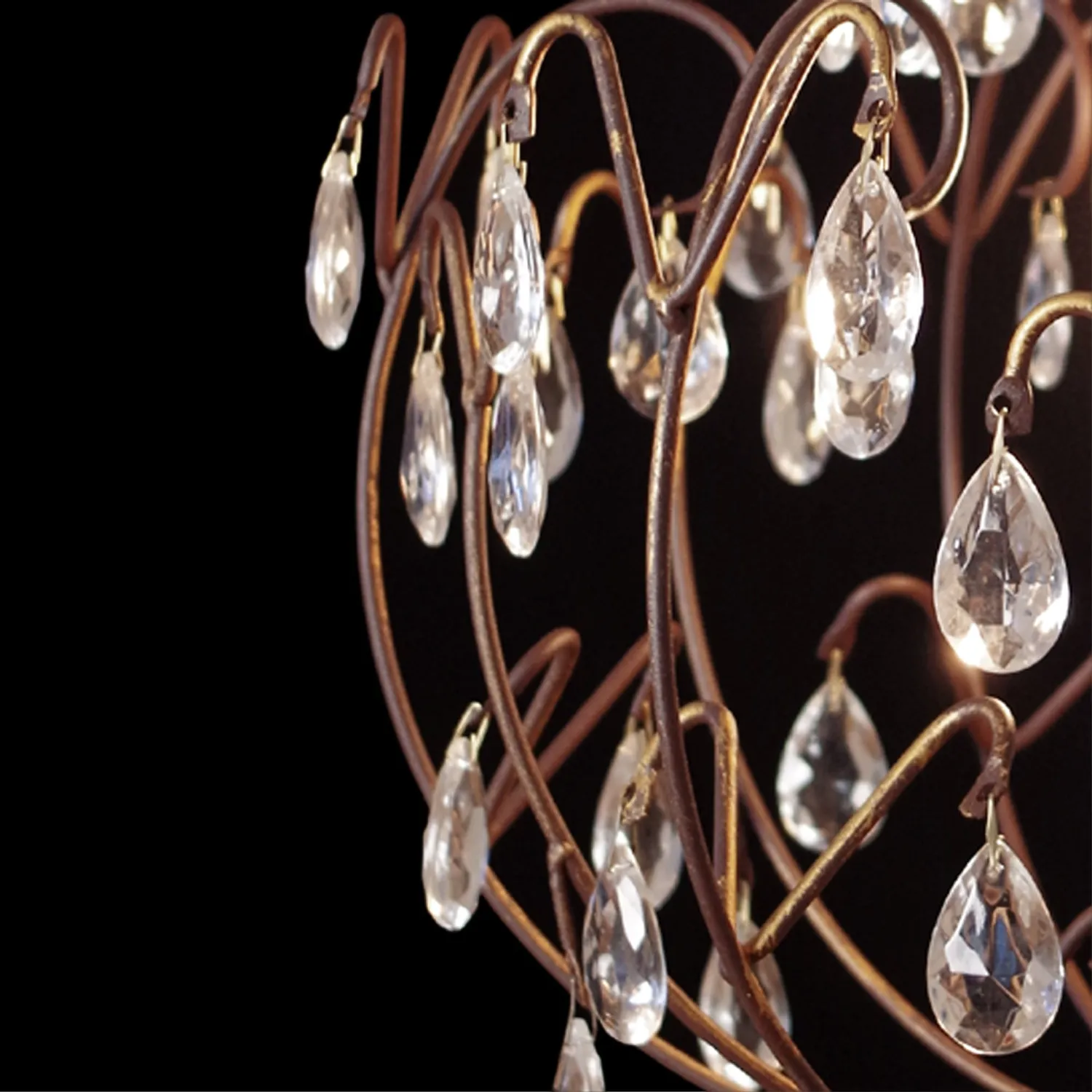 Tosel Pampilles Lampadario Marrone Oro 44cm E27