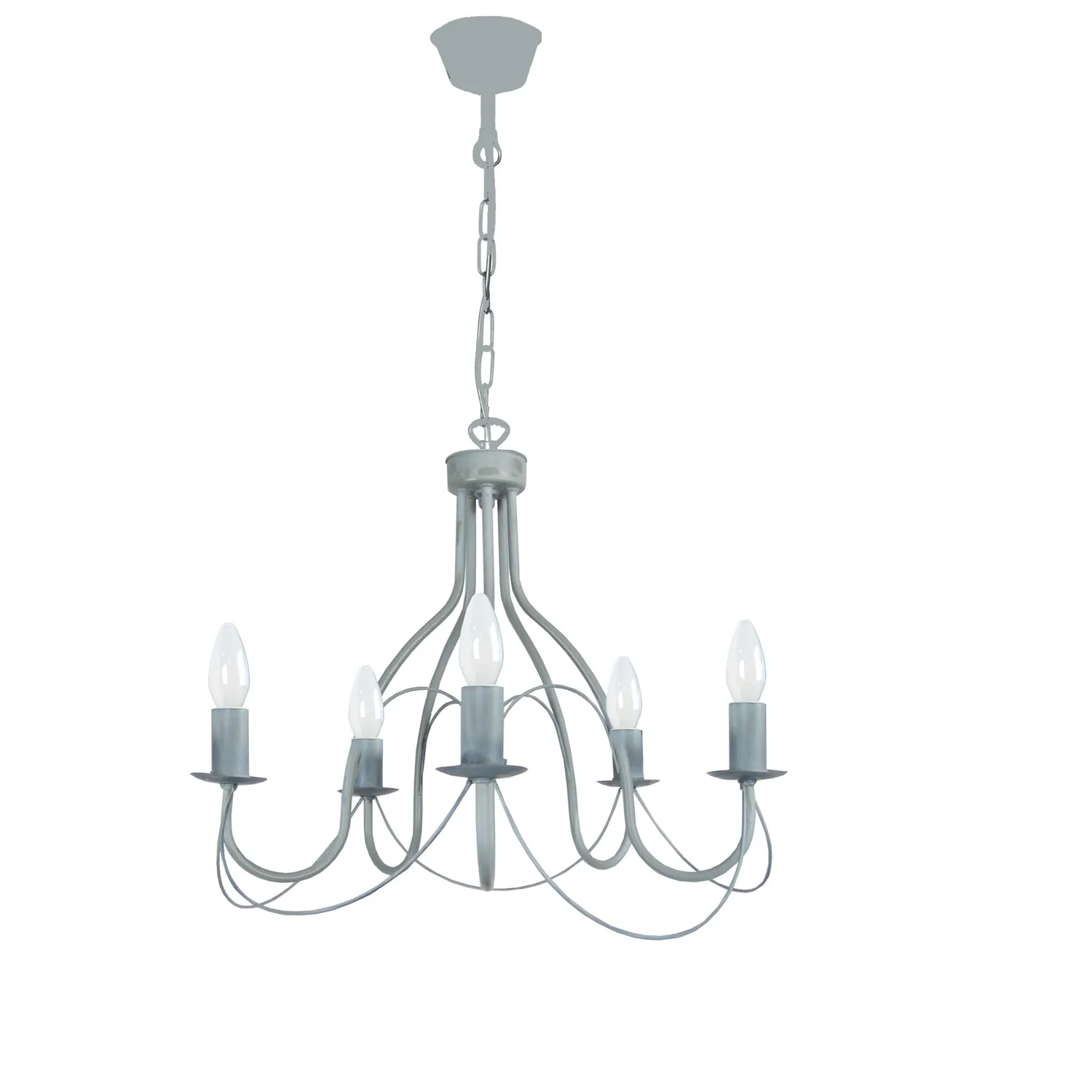Tosel Provençale lampadario 5 luci grigio 64x80 cm