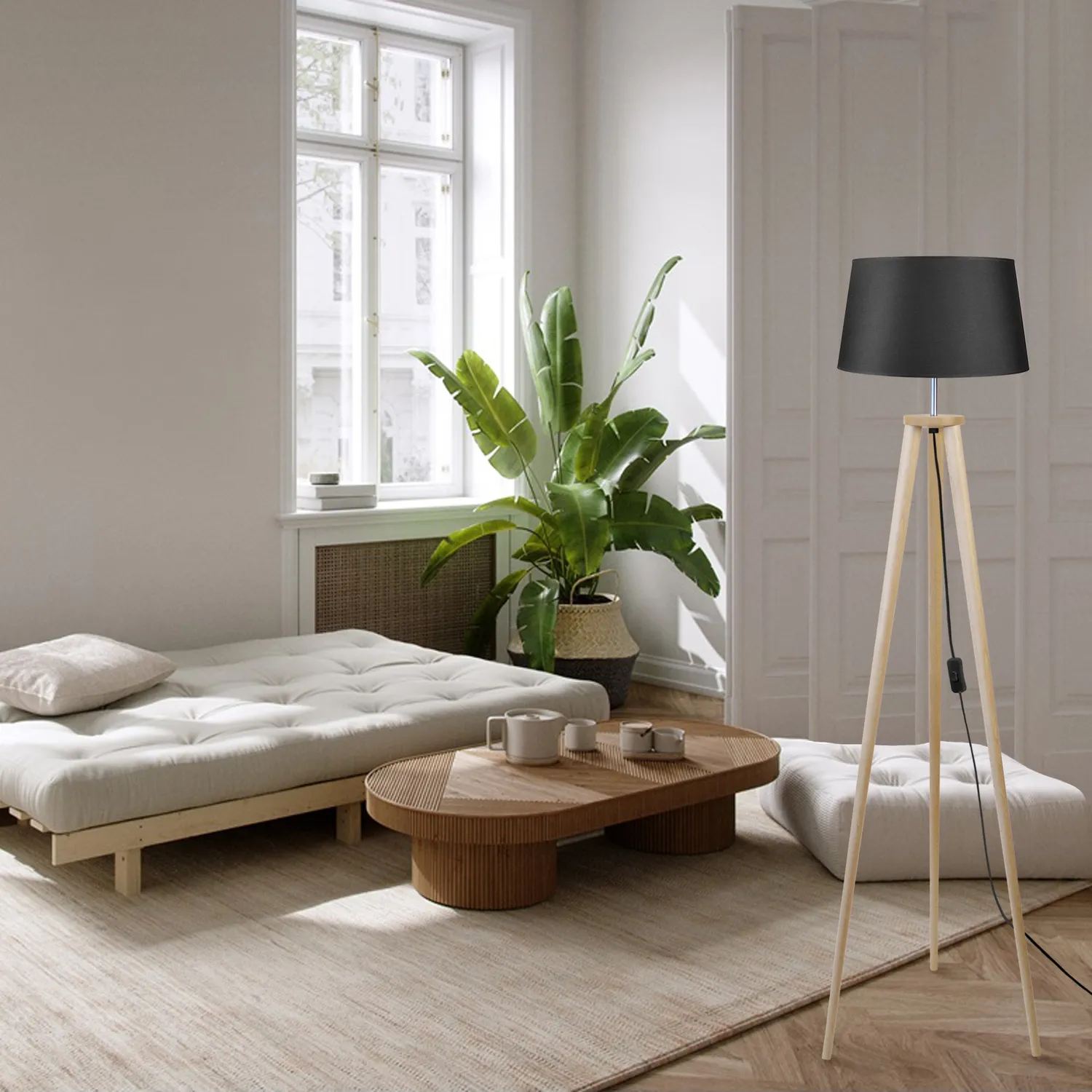 Tosel Utgard piantana treppiede legno 50x150cm naturale ecru